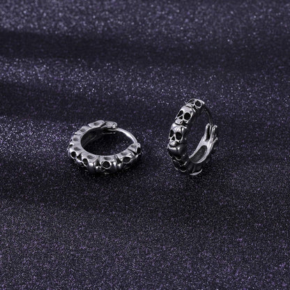 Gothic Skull Hoop Earrings for Men Surgical Steel Mens Huggie Earrings Punk Black Helix Piercing Jewelry for Women