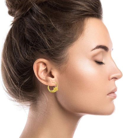 14K Yellow Gold Multiple Shapes of Hoop Earrings with Hinged Clasp | Wings & Heart, Dove and Cherub| Solid Gold Earrings for Women