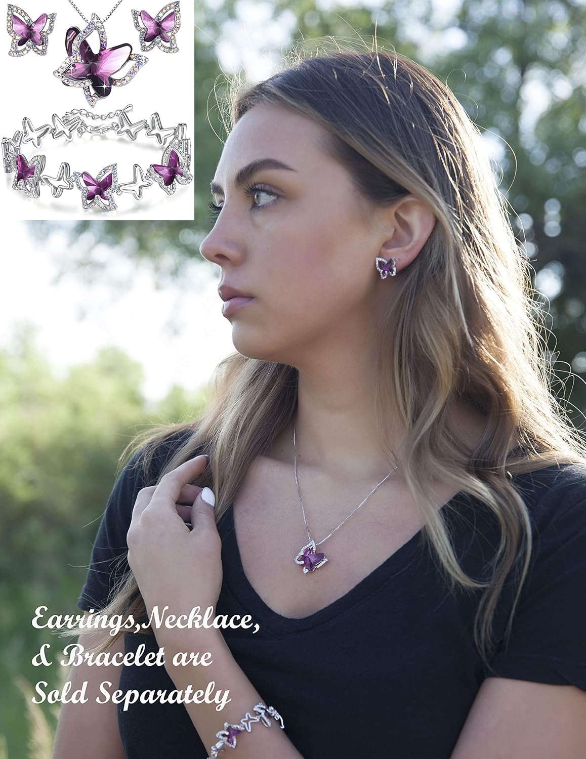Gift Butterfly Birthstone Crystal Necklace, Silver Tone with 18”+2” Chain, Necklace for Mother’S Day Anniversary Birthday Gifts for Women and Daughter