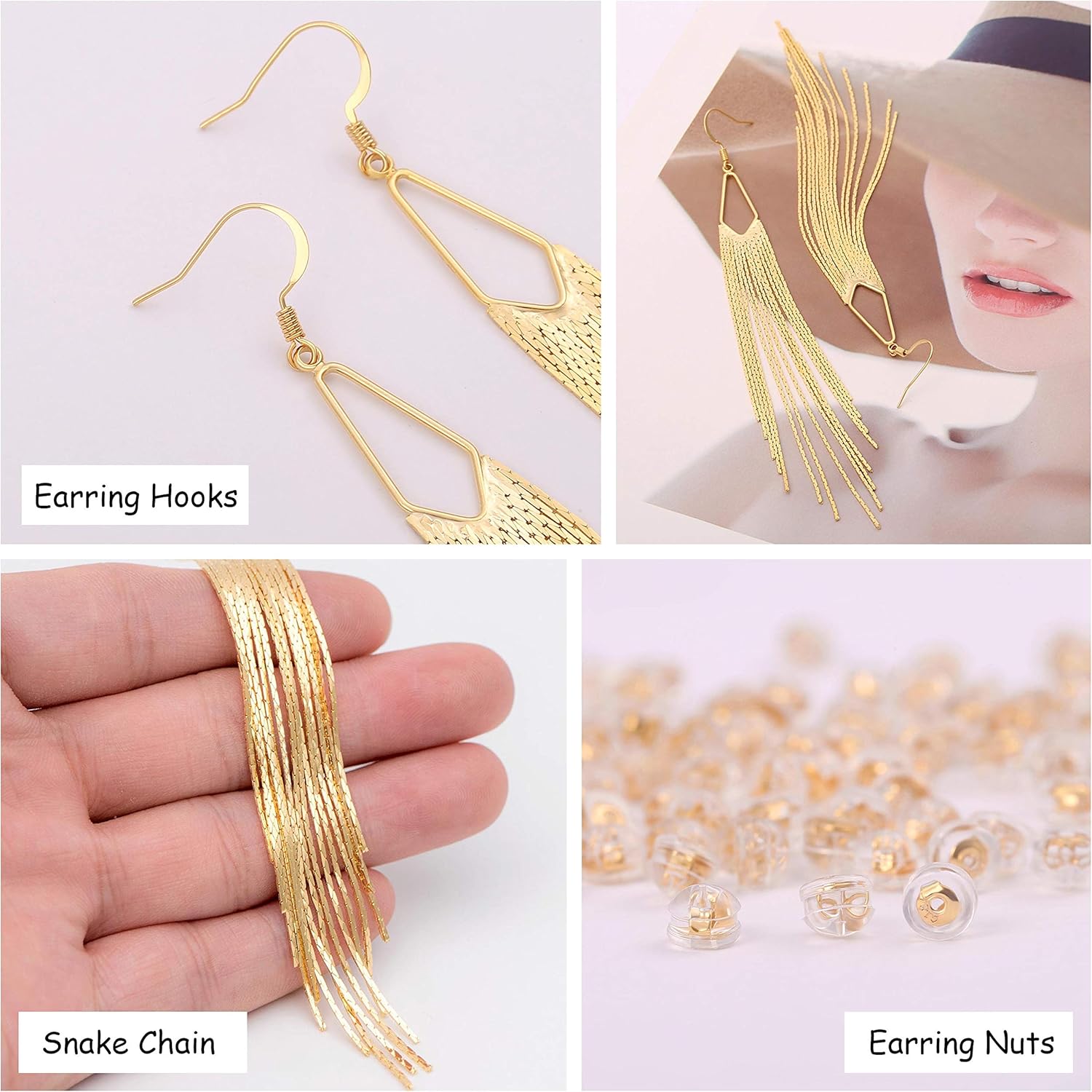 18K Gold Long Chain Tassel Earrings Trendy Sleek Chain Dangle Drop Earrings for Party Linear Fringe Earring