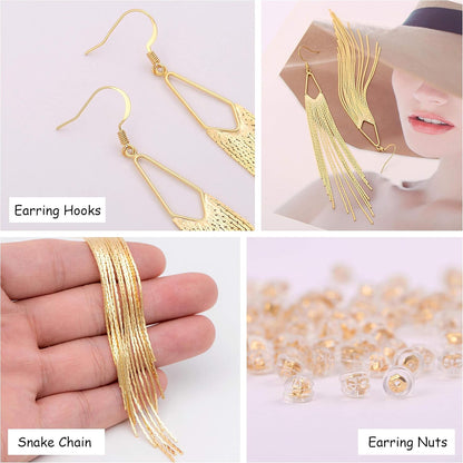 18K Gold Long Chain Tassel Earrings Trendy Sleek Chain Dangle Drop Earrings for Party Linear Fringe Earring