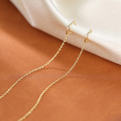 Sterling Silver Cuff Earrings and Chain for Women - Crawler and Wrap Climber Earrings