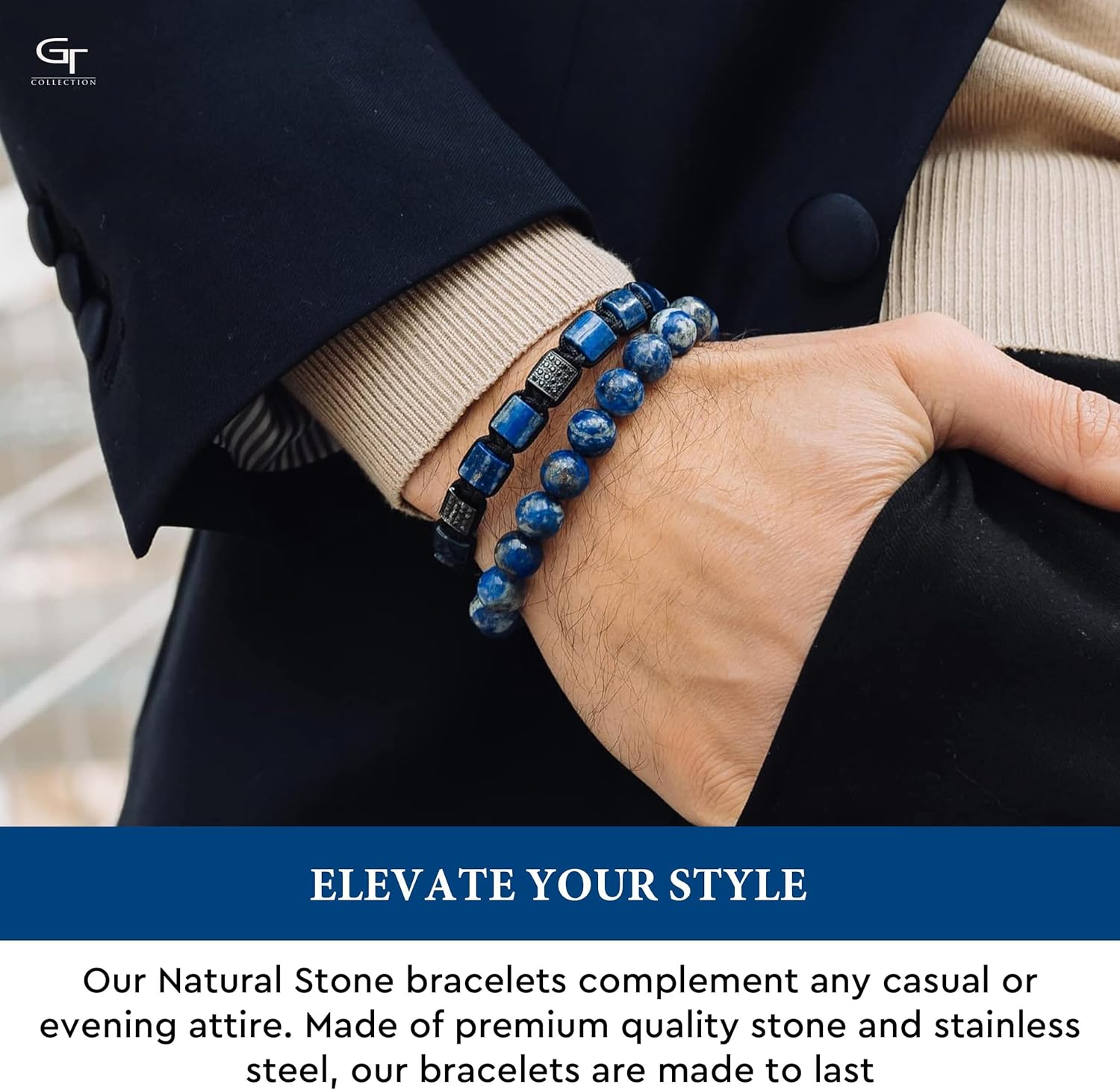 Bracelet for Men, Adjustable Beaded Bracelet
