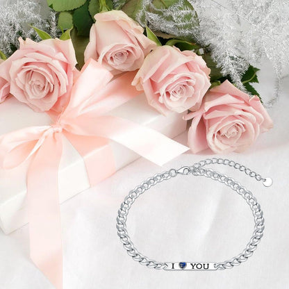 925 Sterling Silver I Love You Matching Couple Bracelets– Set of 2
