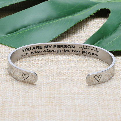 Women Bangle Bracelet Cuffs Open White Inspirational Girls Jewelry Engraved Encourage Mantra