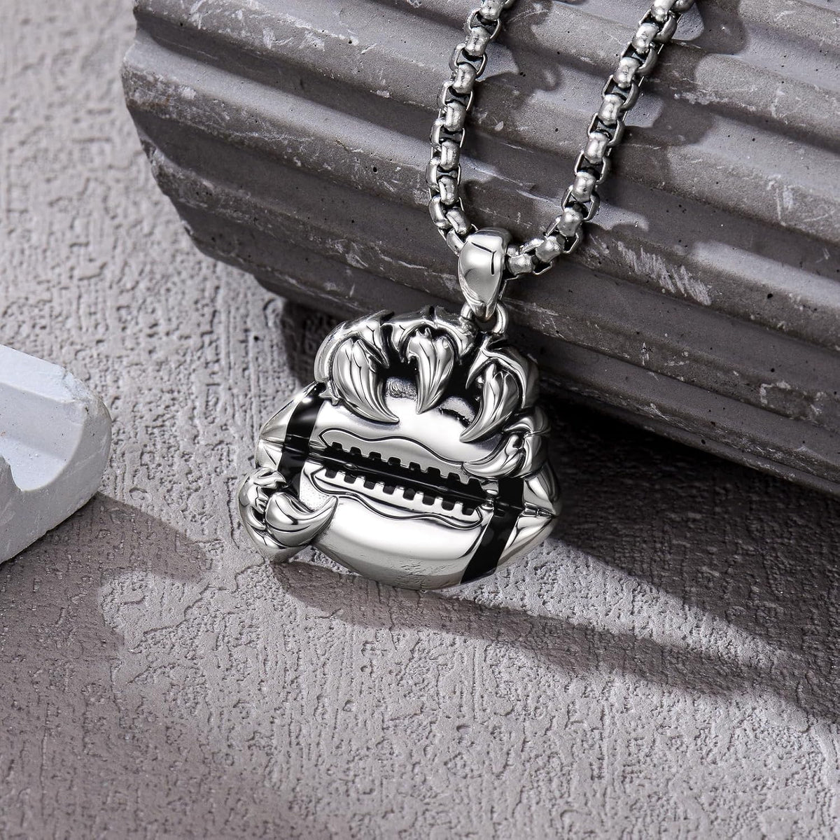 925 Sterling Silver Bear Claw Soccer Pendant Necklace
