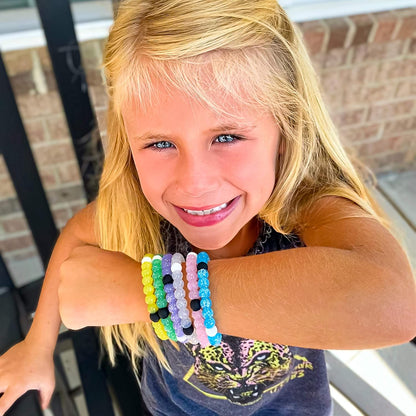 6 Beaded Bracelets for Girls, Silicone Bracelet Pack for Kids, Cute Bead Bracelets, VSCO Girl Birthday Party Favors for Teens
