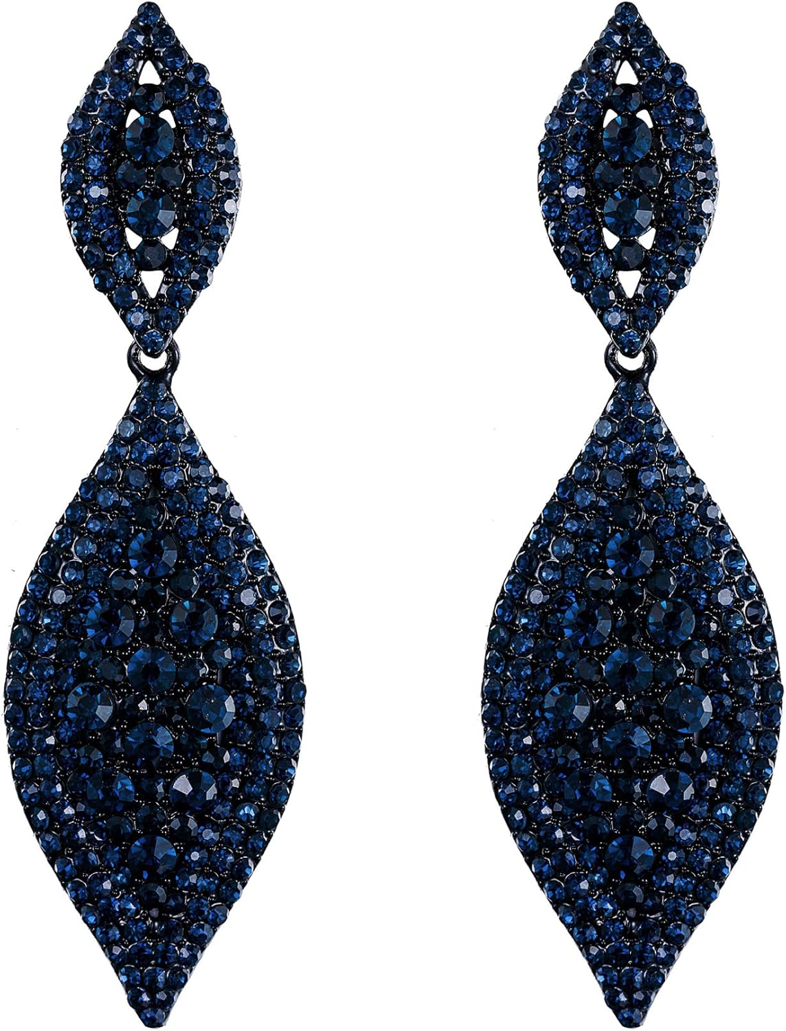Women'S Rhinestone Crystal Wedding Bridal 2 Leaf Drop Dangle Chandelier Earrings
