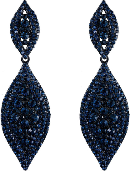 Women'S Rhinestone Crystal Wedding Bridal 2 Leaf Drop Dangle Chandelier Earrings