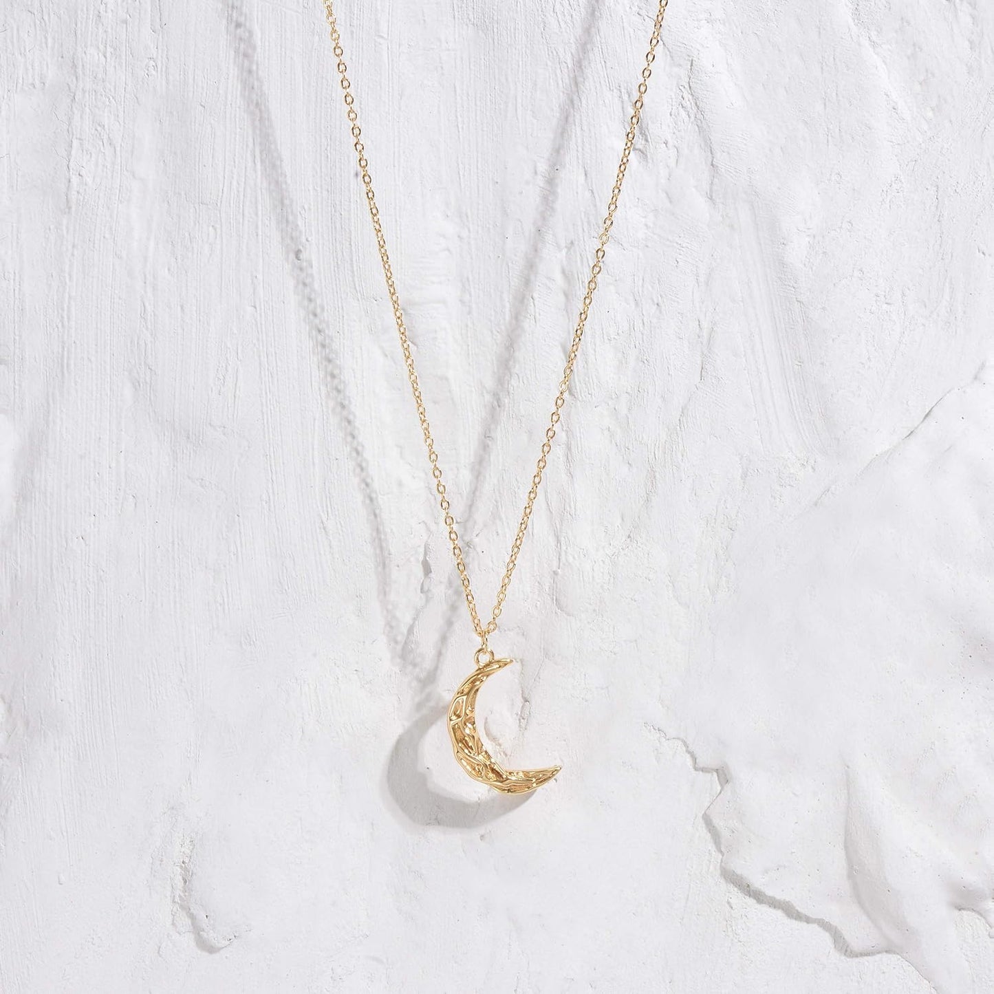 Layered Moon Star Necklace Pave CZ 14K Gold Plated Dainty Crescent Moon Star Pendant Choker Gold Coin Disc Necklace for Women