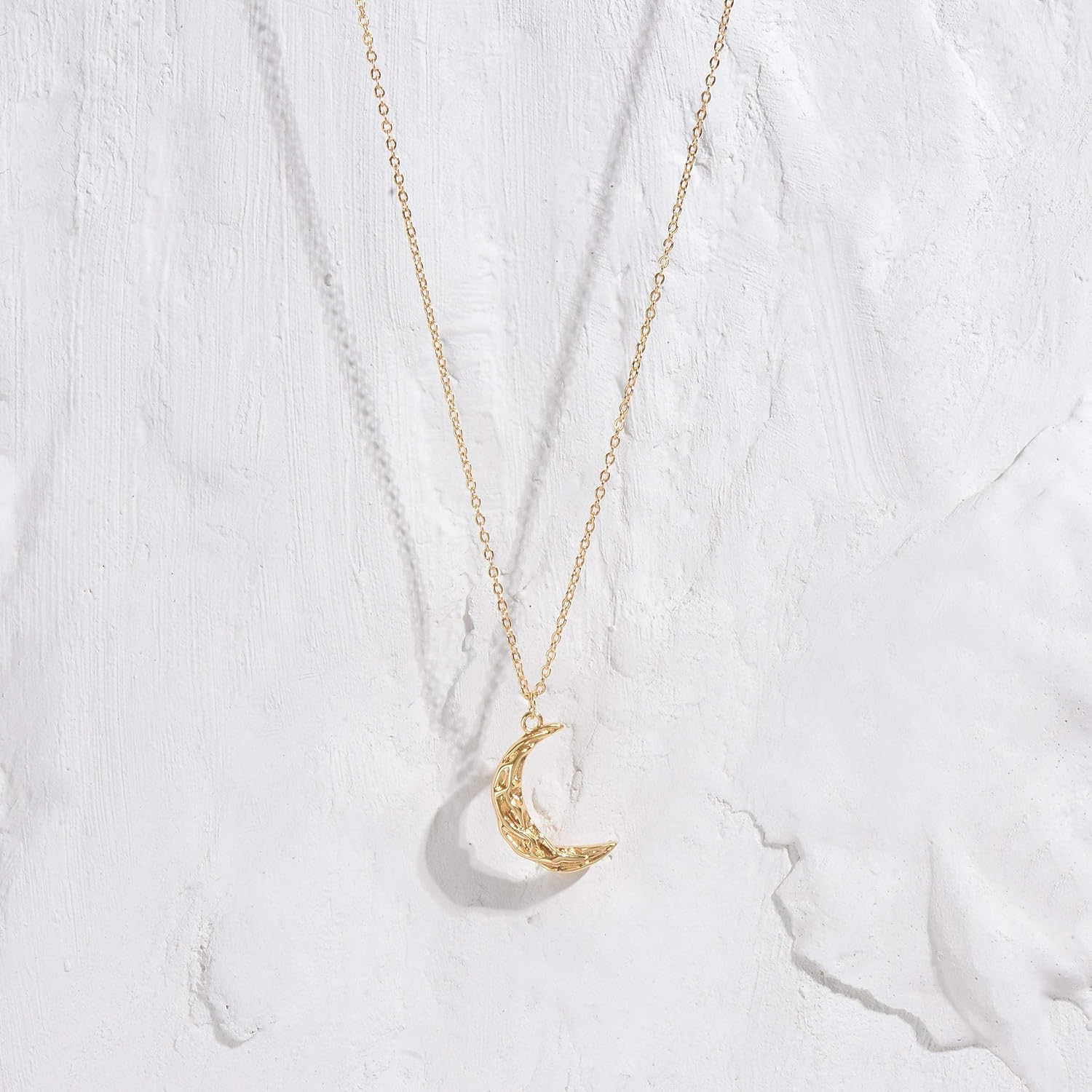 Layered Moon Star Necklace Pave CZ 14K Gold Plated Dainty Crescent Moon Star Pendant Choker Gold Coin Disc Necklace for Women