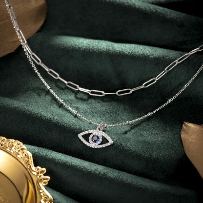 Layered Evil Eye Necklaces for Women 18K Gold Plated Dainty Chocker Necklace Delicate Jewelry Gift for Women Girls（Gold/Silver）
