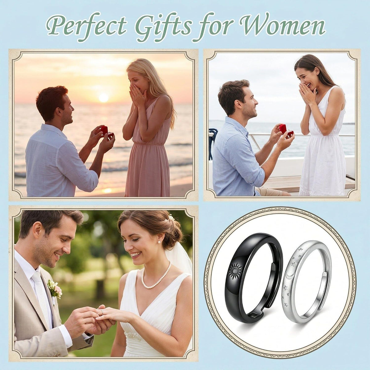 18K Gold-Plated Adjustable Sun & Moon Promise Ring