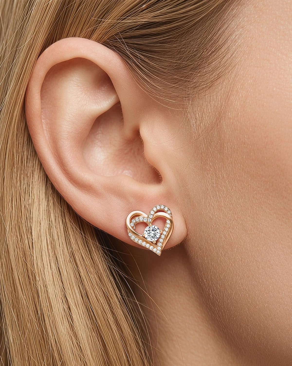 Forever Love Heart Stud Earrings for Women, 925 Sterling Silver Birthstone Heart Stud Earrings Mother'S Day Gift Anniversary Birthday Jewelry Gifts for Women Wife Her