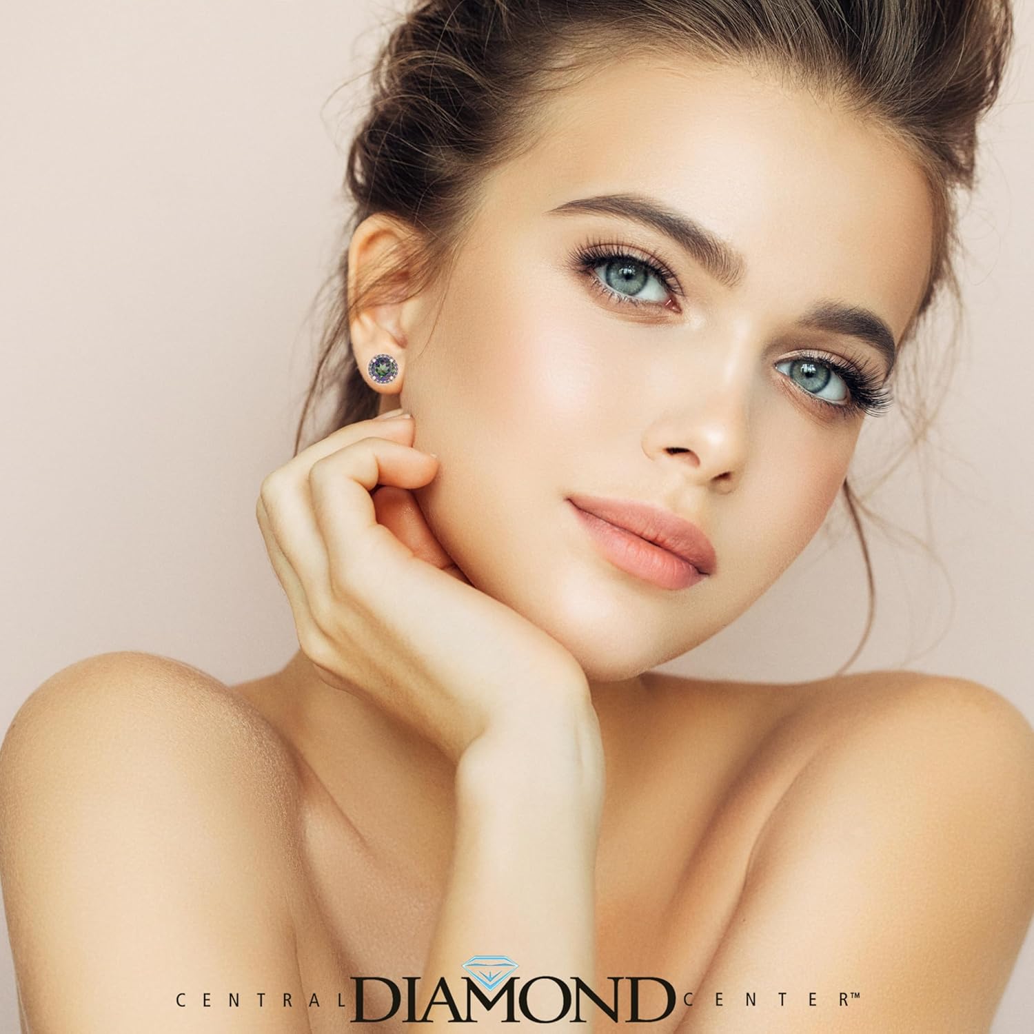 Round Halo Birthstone Stud Earrings 6.5Mm Sterling Silver Pure Brilliance Zirconia & Simulated Gemstones