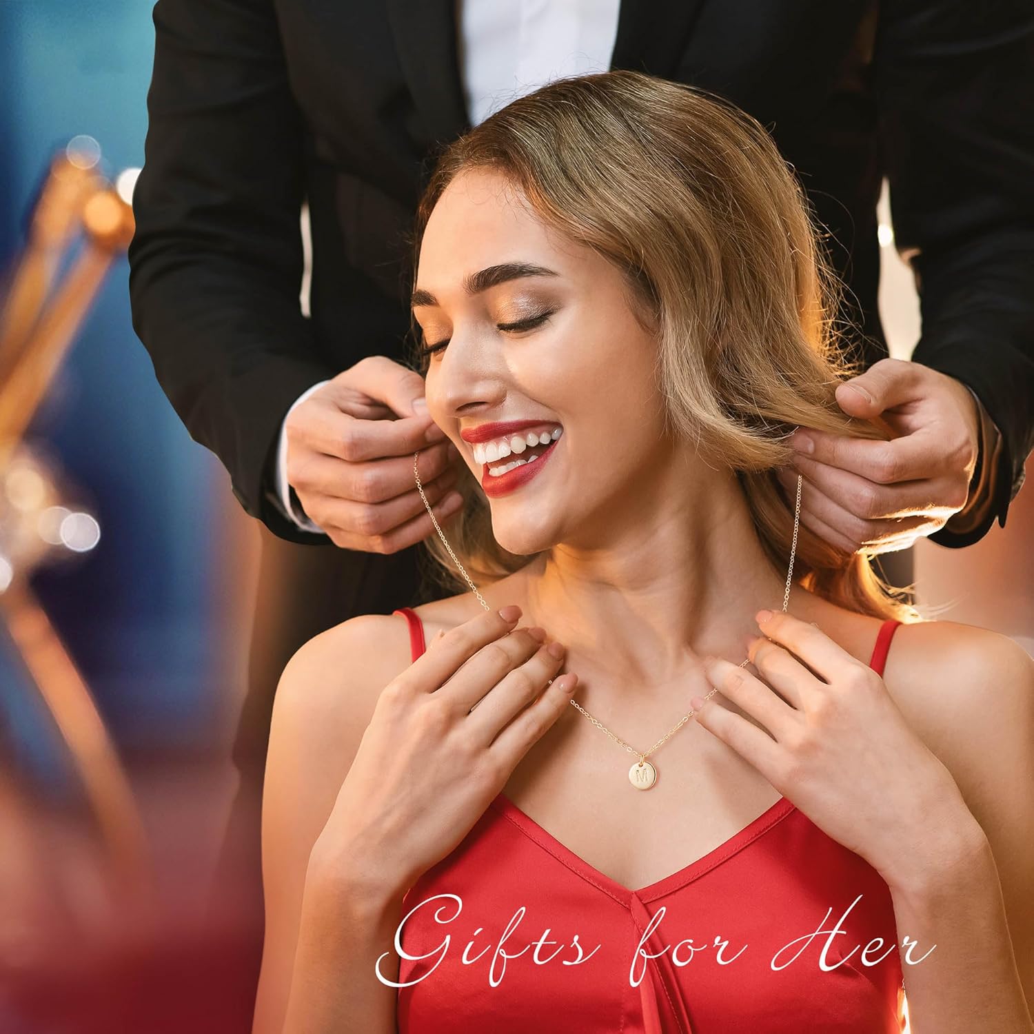Disc Initial Necklace Gifts for Girls - 14K Gold Filled/Rose Gold/S925 Sterling Silver Disc Initial Necklaces Personalized Birthday Gift Tiny Initial Necklace Jewelry for Girls Women