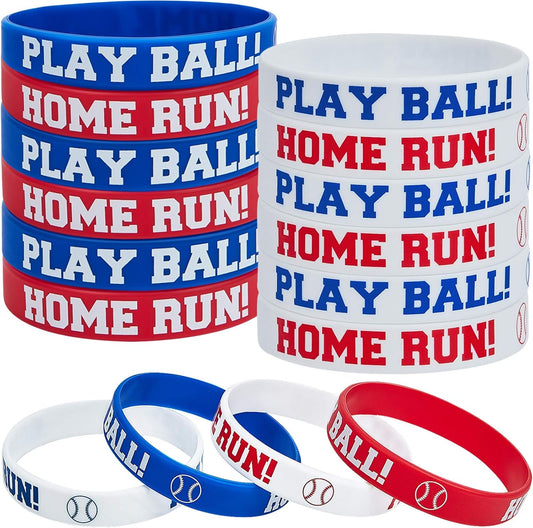 Baseball Silicone Rubber Bracelets Baseball Wristbands for Gifts Party Favors (24 Pieces)