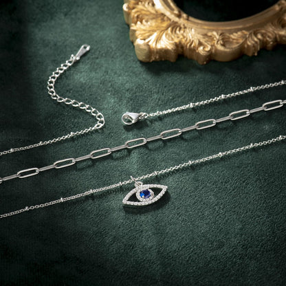Layered Evil Eye Necklaces for Women 18K Gold Plated Dainty Chocker Necklace Delicate Jewelry Gift for Women Girls（Gold/Silver）