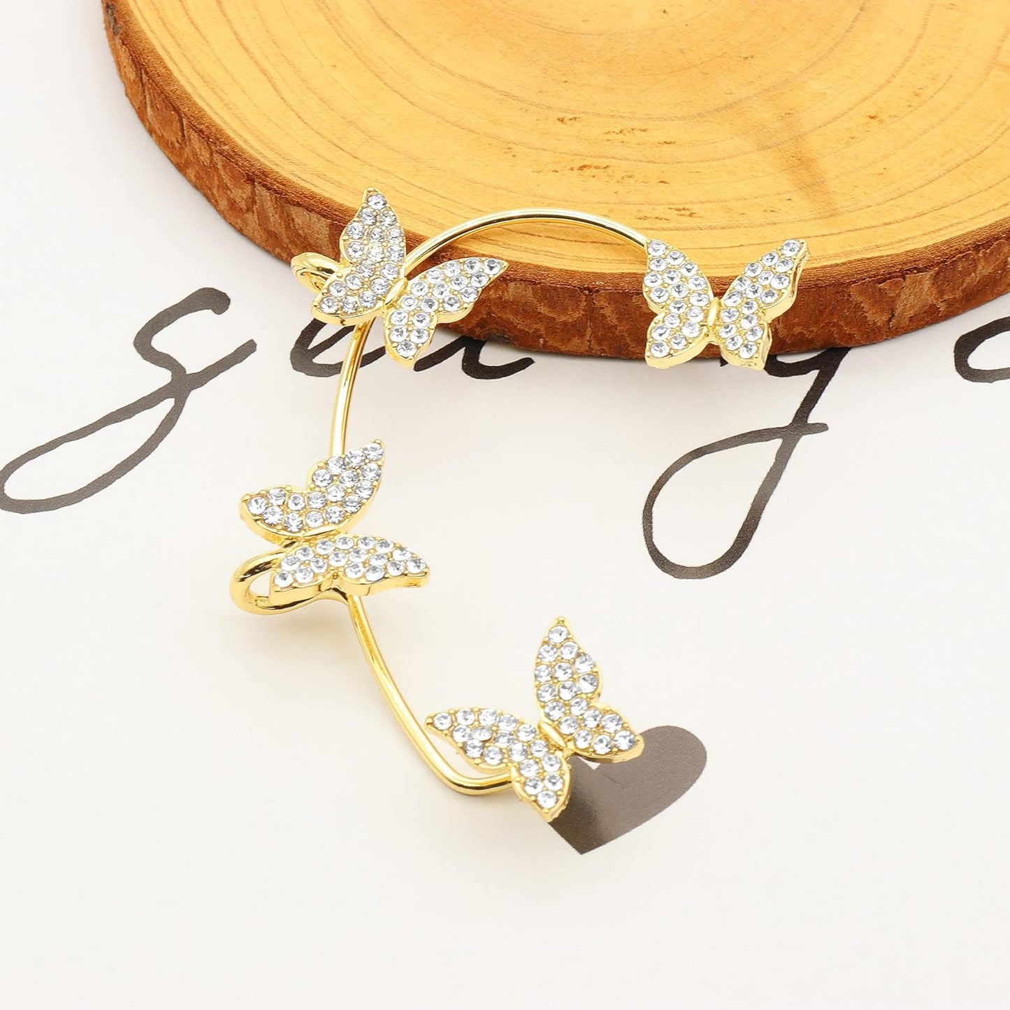 Zircon Butterfly Earrings,Butterfly Earrings for Women,Butterfly Ear Wrap Earrings,No Piercing Ear Clip,For Women Jewellery
