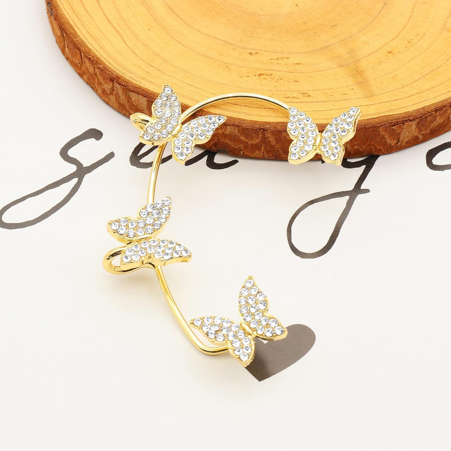 Zircon Butterfly Earrings,Butterfly Earrings for Women,Butterfly Ear Wrap Earrings,No Piercing Ear Clip,For Women Jewellery