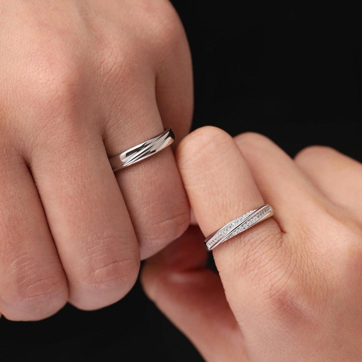 925 Sterling Silver Adjustable Matching Couple Rings– Set of 2