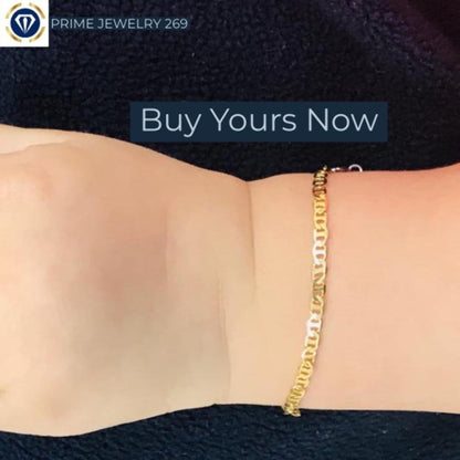 14K Gold Filled Mariner Link Bracelet - Newborn Baby Bracelet - Mariner Link Bracelet for Kids Womens Mens
