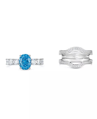3 Carat Aquamarine Wedding Set