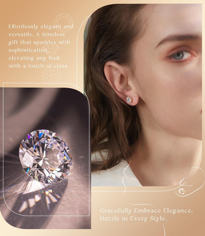 "STUNNING FLAME" 18K Gold Plated Silver Brilliant Cut Simulated Diamond Cubic Zirconia Stud Earrings