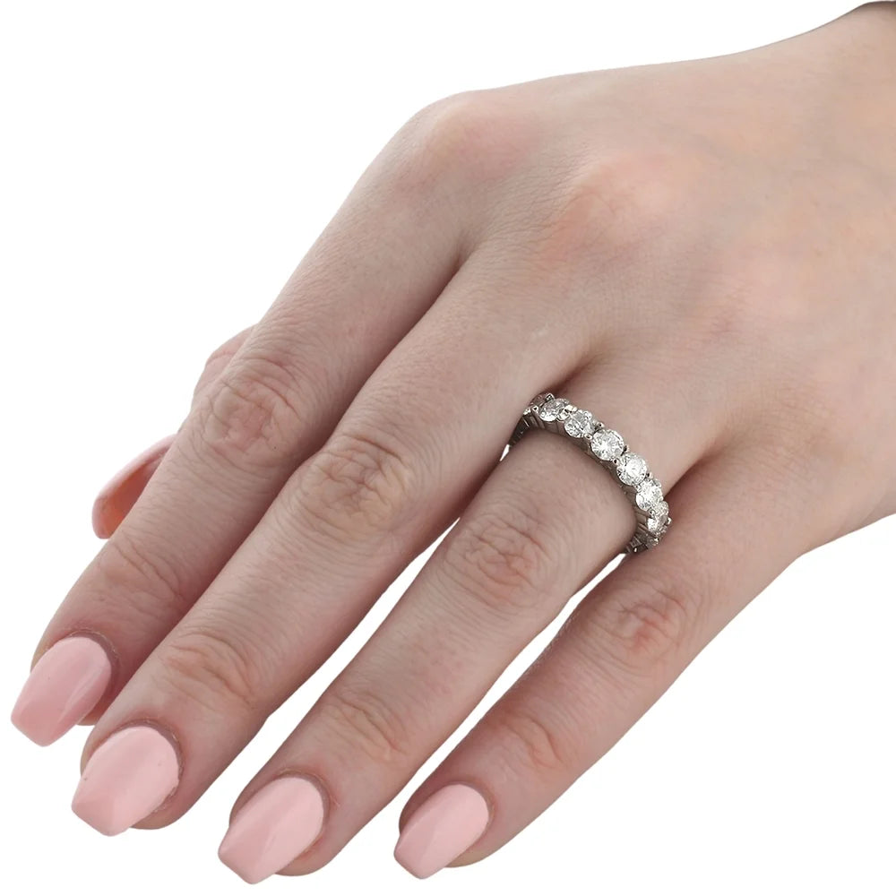 Pompeii 5Ct Prong Diamond Eternity Ring 14K White Gold Wedding Band (I-J,I2)
