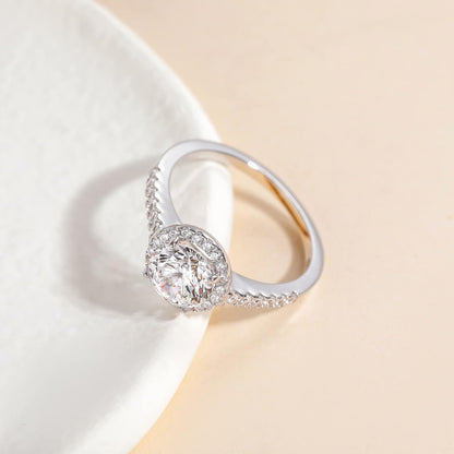 1.25CT 925 Sterling Silver Rings round Halo CZ Engagement for Women Cubic Zirconia Wedding Bands Promise Rings for Her