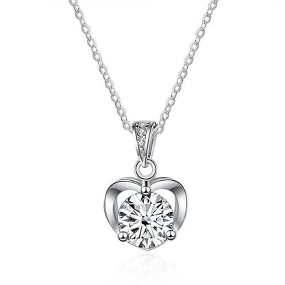 Heart Pendant Necklaces for Women, 1CT Moissanite Diamond Necklace, D Color VVS1 Blue Green Pink Moissanite Necklaces,925 Sterling Silver Heart Jewelry Gifts with Certificate