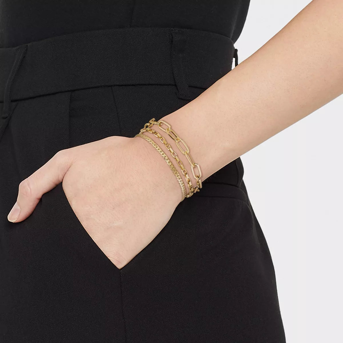 Paperclip Chain Bracelet Set 3Pc - a New Day™ Gold: Copper  with Lobster Claw Clasp
