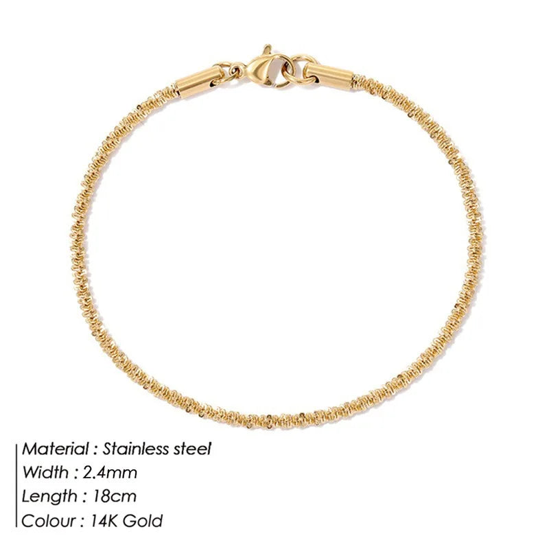 Popular Vintage Bracelet 18K Gold Plated Chain Stainless Steel Waterproof Handmade Disc round Bracelet for Women