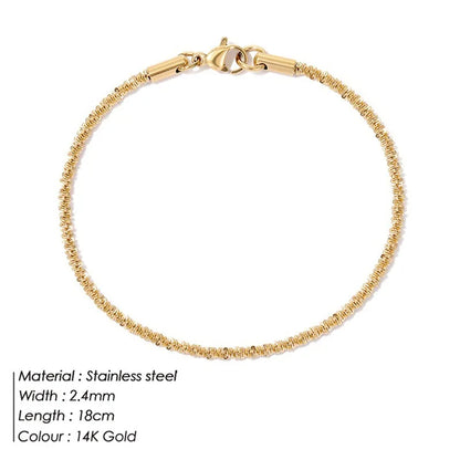 Popular Vintage Bracelet 18K Gold Plated Chain Stainless Steel Waterproof Handmade Disc round Bracelet for Women