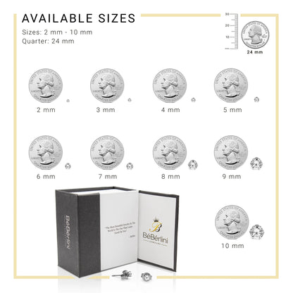 Women Stud Earrings Cubic Zirconia Silver Stainless Steel Jewelry round 6 Mm