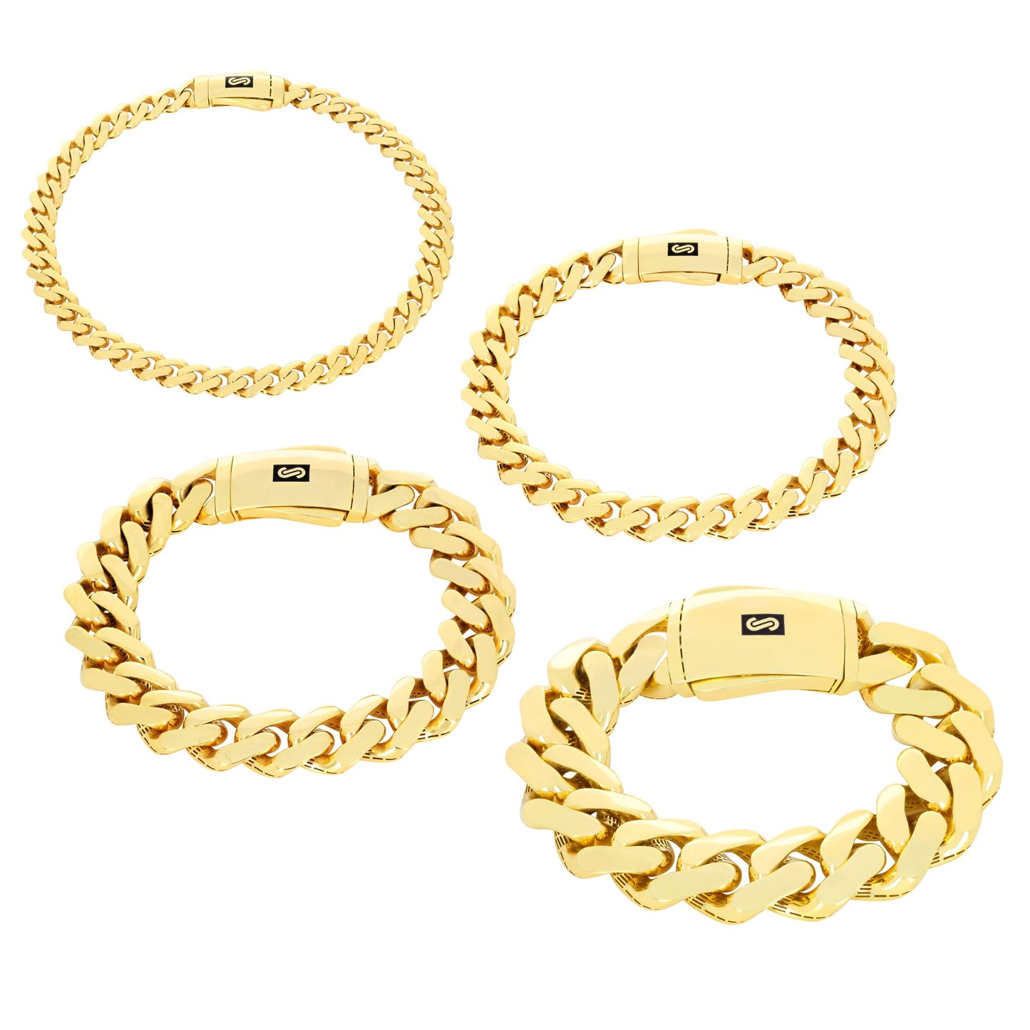 14K Real Yellow Gold Royal Monaco Miami Cuban Link Bracelet 7"-9" (5Mm-17Mm) Italian Jewelry for Men & Women