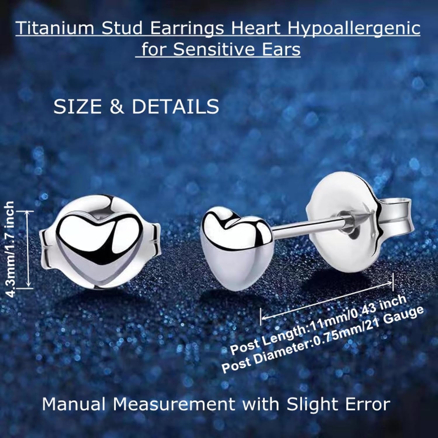 Titanium Earrings Tiny Dot/Heart/Triangle Stud Earrings, Hypoallergenic for Sensitive Ears Women Men, Premium High Polished (Shiny Grey)