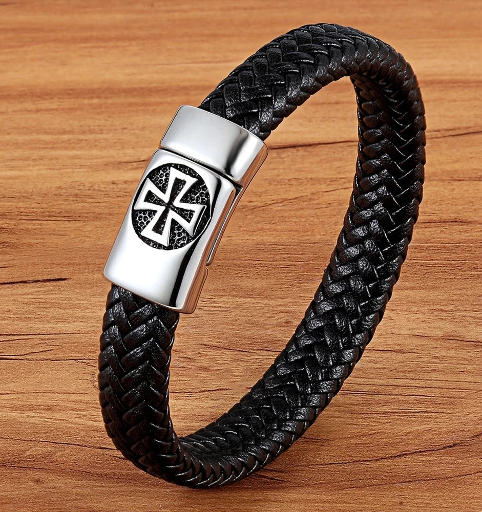 Braided Rope Wrap Leather Bracelets for Men Bangles Fashion Male Women Charm Stainless Steel Clasp Jewelry DIY Customization