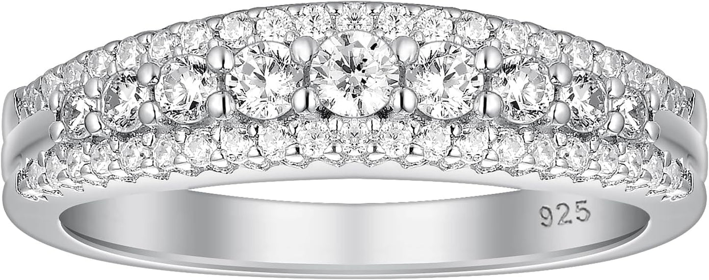 Anniversary Ring for Women Wedding Bands for Her 925 Sterling Silver Rings Eternity Promise Cubic Zirconia