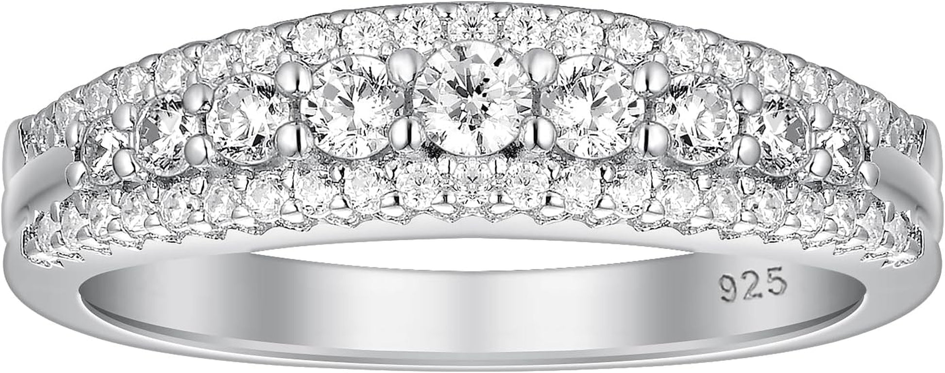 Anniversary Ring for Women Wedding Bands for Her 925 Sterling Silver Rings Eternity Promise Cubic Zirconia