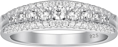 Anniversary Ring for Women Wedding Bands for Her 925 Sterling Silver Rings Eternity Promise Cubic Zirconia