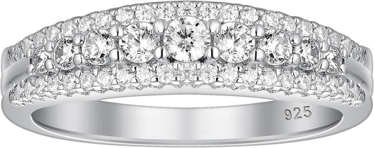 Anniversary Ring for Women Wedding Bands for Her 925 Sterling Silver Rings Eternity Promise Cubic Zirconia