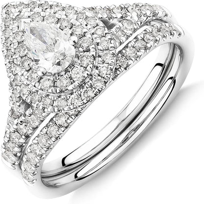 1 Carat Bridal Set Moissanite Engagement Rings for Women Platinum Plated Silver Rings Moissanite Rings