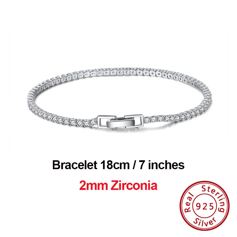 4Mm round Cut Tennis Bracelet in 925 Sterling Silver White Gold Woman Men Bracelets Bangle Jewelry Hand Chain SB94