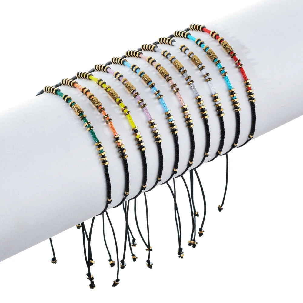 Trendy Miyuki Seed Beaded Bracelets Metal Friendship Bracelets Adjustable Wrap Bracelet Charms Boho Bracelet Bangles