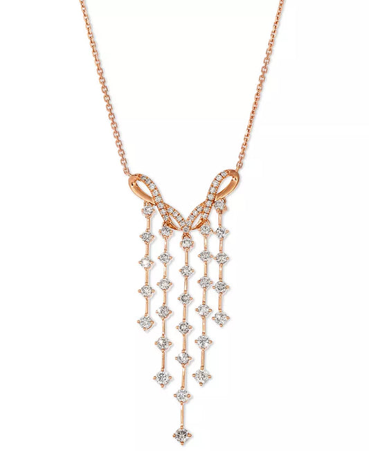 Nude Diamond Dangling Adjustable 19" Statement Necklace (1-1/4 Ct. T.W.) in 14K Rose Gold