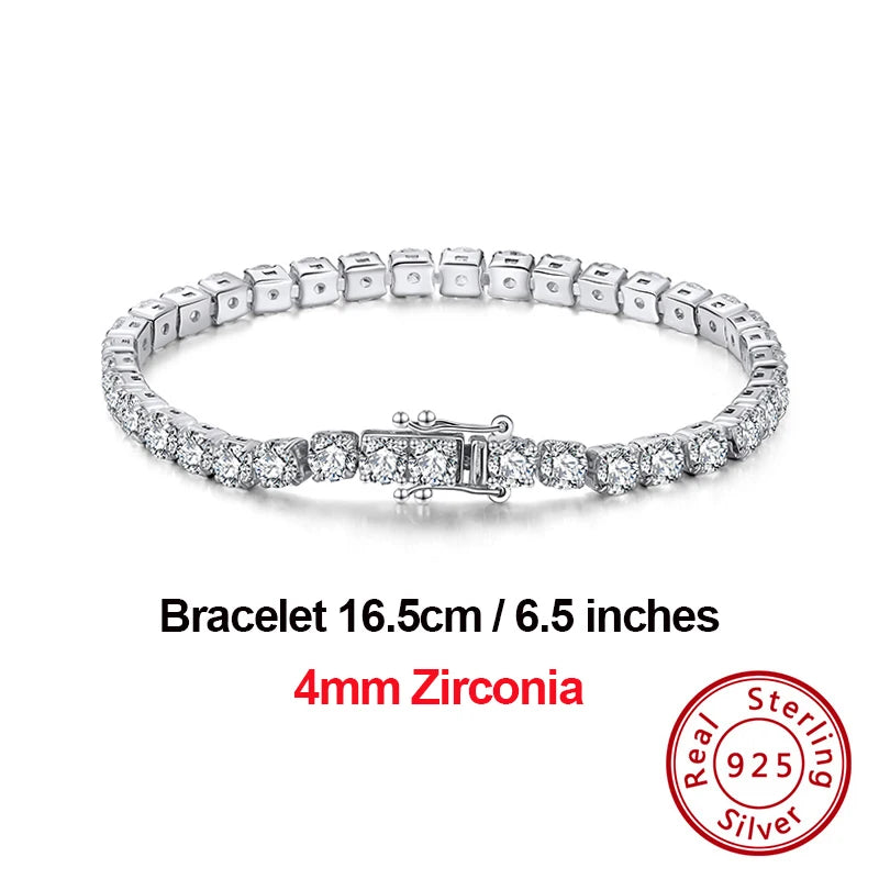 4Mm round Cut Tennis Bracelet in 925 Sterling Silver White Gold Woman Men Bracelets Bangle Jewelry Hand Chain SB94