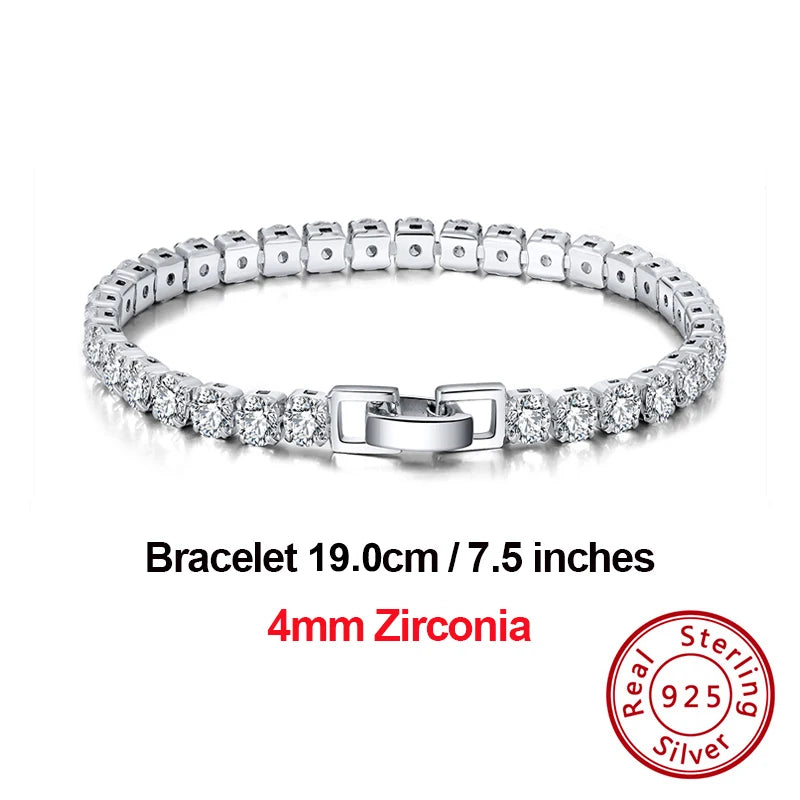 4Mm round Cut Tennis Bracelet in 925 Sterling Silver White Gold Woman Men Bracelets Bangle Jewelry Hand Chain SB94