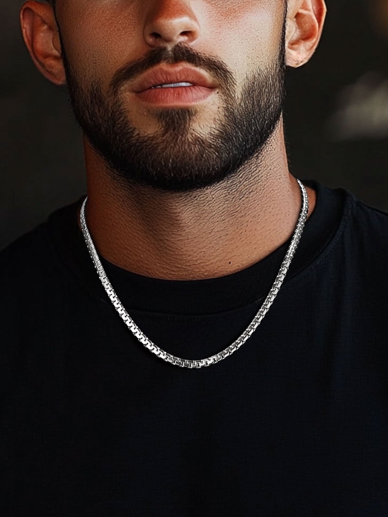Stainless Steel Flat Box Chain Male Necklace 20Inch 6Mm Hip Hop Jewelry