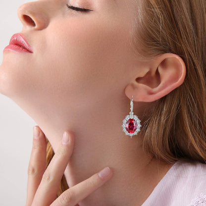 Sterling Silver Created Oval Cut Birthstone Drop Dangle Women Leverback Earrings Gifts for Women Mom